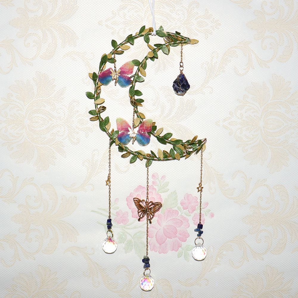 zensoullab Sun Catcher Wrapped Bougainvillea Angel Butterfly Tree Leaf Moon Wind Chime Garden Hanging Ornament Crystal Ball Decoration