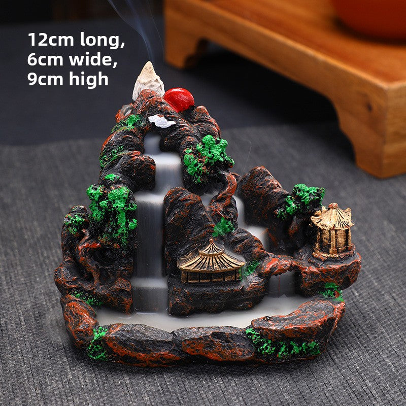 zensoullab Large Backflow Incense Burner Mountain Water Purple Aura Resin Craft Personalized Ornament Agarwood Sandalwood Chinese Incense Tube