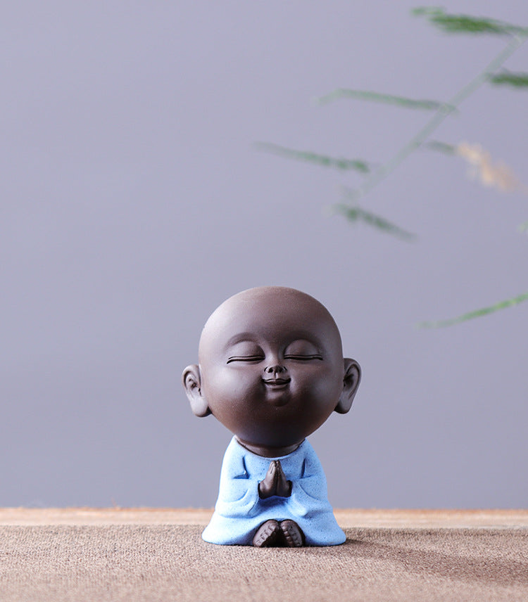 zensoullab Premium Yixing Zisha Cute Little Monk Tea Pet Tea Play Tea Tray Accessories Ceramic Little Sha Mi Bonsai Zen Ornament