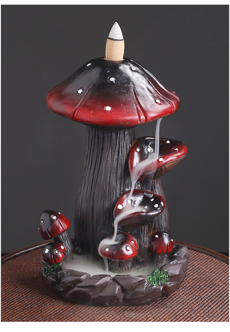 zensoullab Backflow Incense Burner Incense Holder Incense Stand Aromatherapy Creative European Style Home Craft Ornament Mushroom Resin Backflow Incense Burner