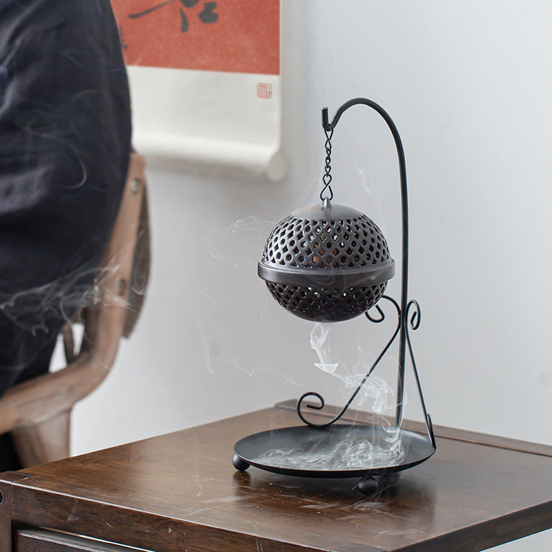 zensoullab Zen Hollow Backflow Incense Burner Aromatherapy Ball Hanging Burner Home Tea Ceremony Indoor Hanging Incense Holder Creative Ornament