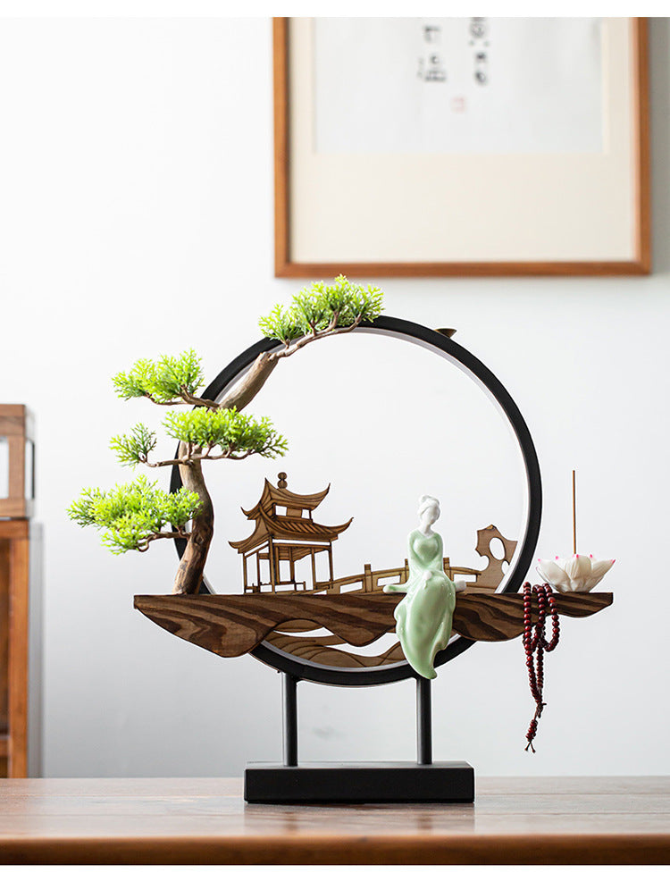Zensoullab Ceramic Backflow Incense Burner Led Night Light Incense Decoration New Chinese Hallway TV Cabinet Dongting Lake Gift Incense