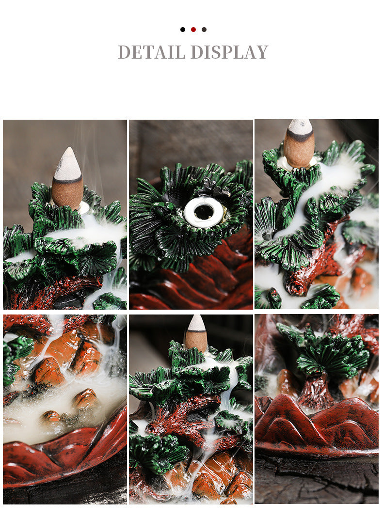 zensoullab Resin Christmas Tree Christmas Backflow Incense Burner Creative Pine Tree Smoke Backflow Aromatherapy Burner Home Decoration Ornament