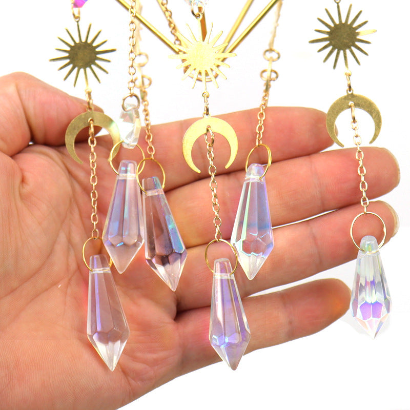 zensoullab Crystal Sun Catcher Air Rack Natural Crystal Column Lamp Prism Pendant Crystal Hanging Garden Decoration