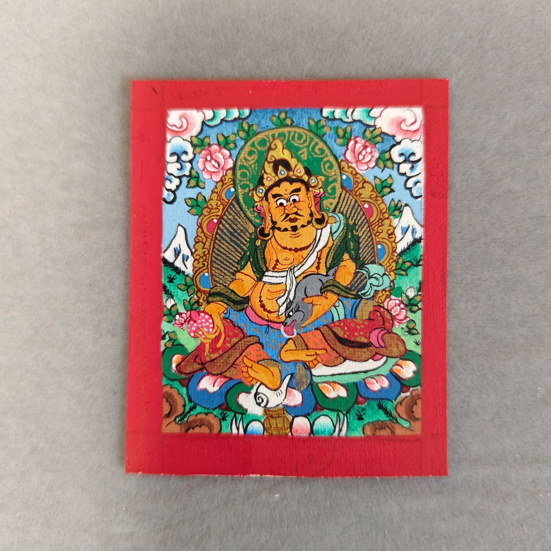 zensoullab Nepal Hand-painted Zodiac Buddha Guardian Buddha Thangka Manjushri Yellow God of Wealth Green Tara Samantabhadra Small Thangka Pendant