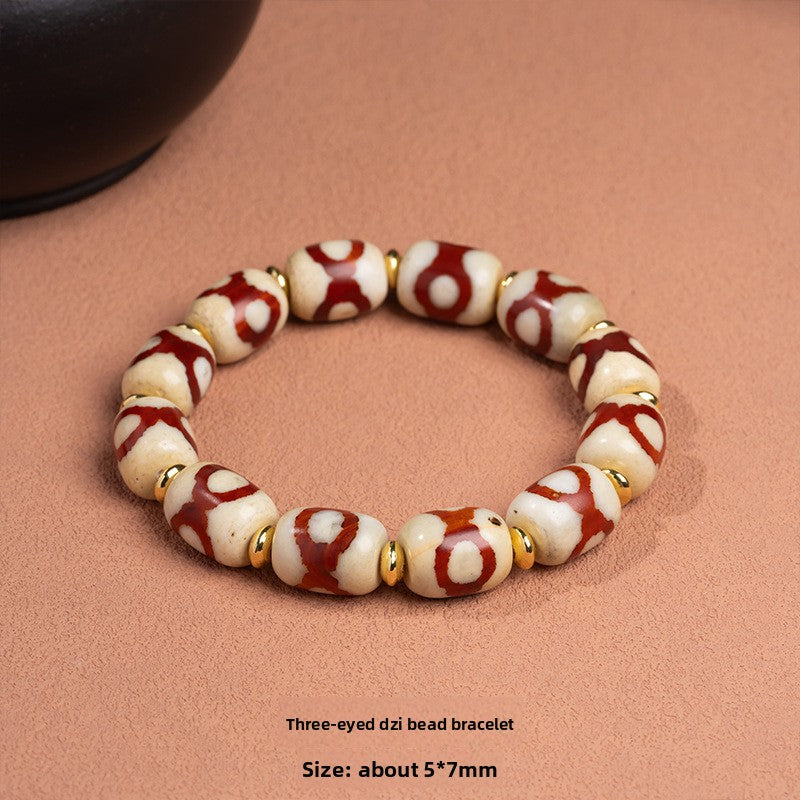 zensoullab Natural Tiger Tooth Dzi Bead Agate Bracelet Fashion Versatile High-Quality Unisex Couple Style Single Circle Bracelet In Stock