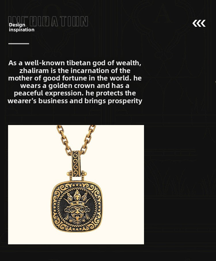 zensoullab Vintage Black Gold Pendant for Women Copper Plated Ancient Gold Pendant Hanging Pendant Zakiram Men's Trendy High-end Necklace