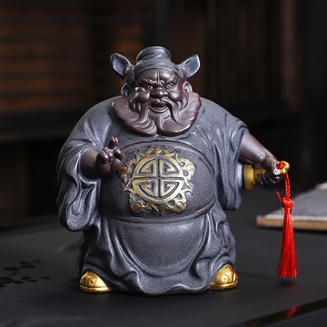 zensoullab Creative Ceramic Zhongkui Figurine Chinese Zen Style Character Ornament Home Living Room Tea Room Entrance Decoration Craft Gift