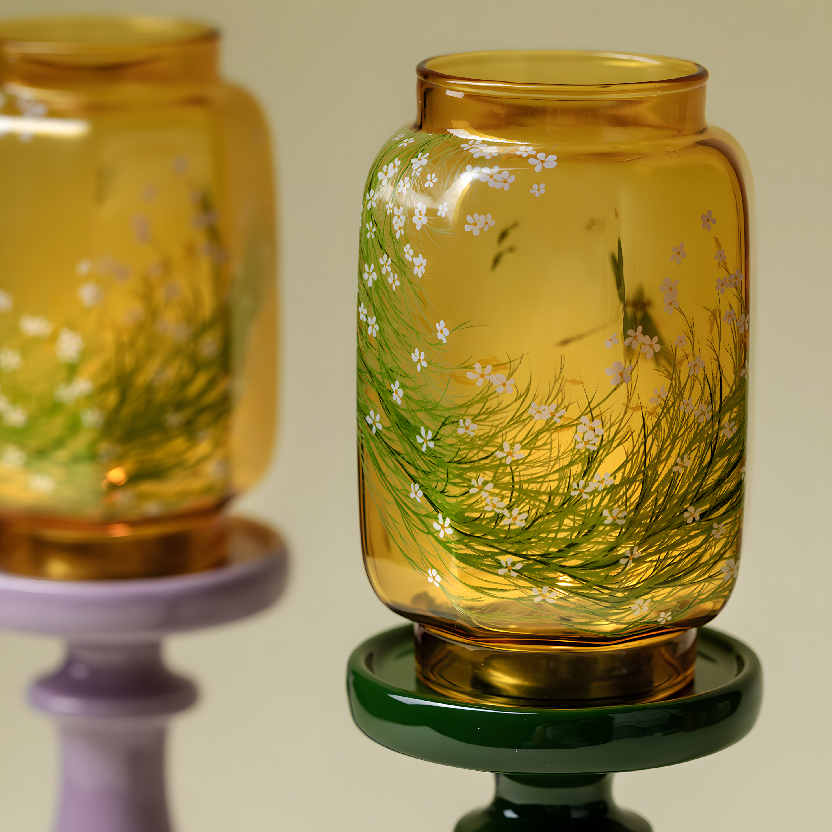 zensoullab Serenity Meadow Oriental Candle Holder (3 Colors)｜Handcrafted Glass & Ceramic Lamp for Meditation