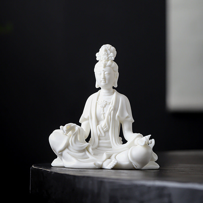 zensoullab Premium Dehua Ceramic Guanyin Buddha Statue Zen New Chinese Style Living Room Entrance Hall Guanyin Bodhisattva Ornament