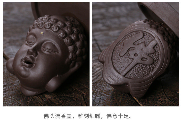 zensoullab Rulai Zen Windproof Cover Backflow Incense Burner Creative Purple Clay Yearly Abundance Backflow Burner Home Decor