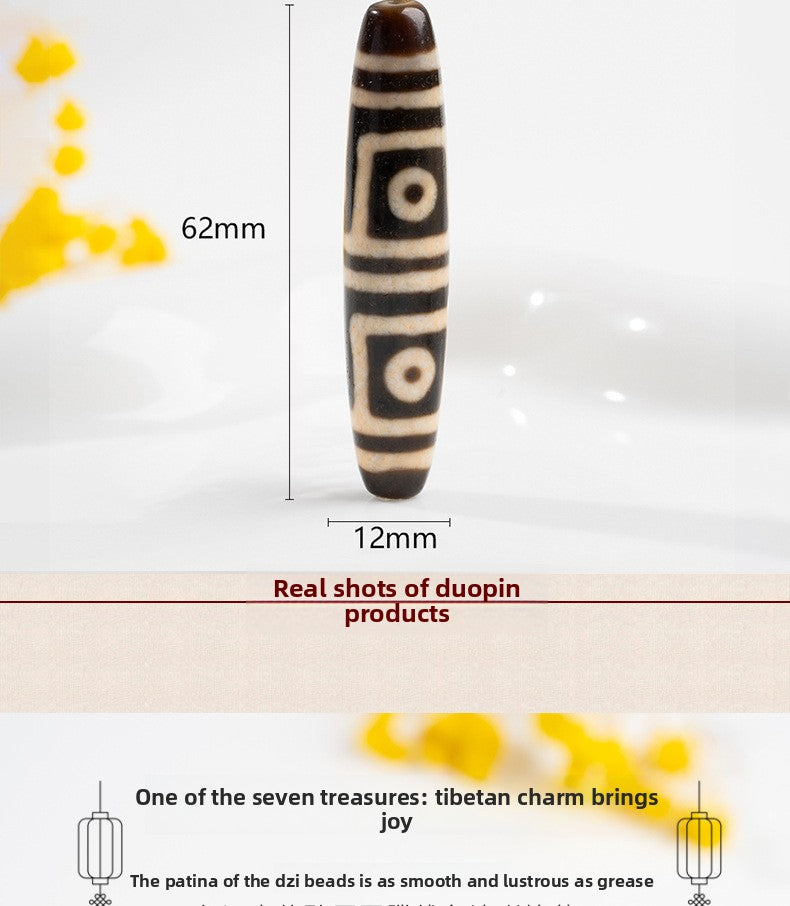 zensoullab Natural Yellow Four-Eyed Dzi Beads Taiwan Craft Agate Loose Beads Unisex Couple Style Weaveable Necklace
