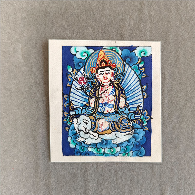 zensoullab Nepal Hand-painted Zodiac Buddha Guardian Small Thangka Portable Blue Thangka God of Wealth Green Tara Portable Necklace Pendant
