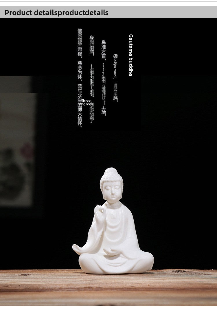 zensoullab Ceramic Western Three Saints Buddha Statue Ornament for Home Living Room Shakyamuni Buddha Guanyin Bodhisattva Ksitigarbha Entrance Decoration
