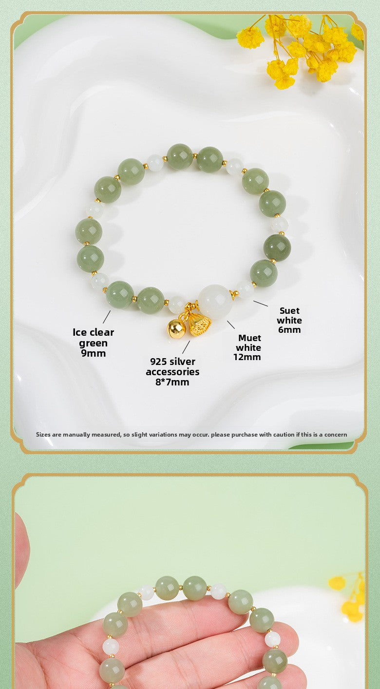 Zensoullab Natural Xinjiang Hetian Jade ICE CLEAR White Bracelet Female National Style Niche Bracelet