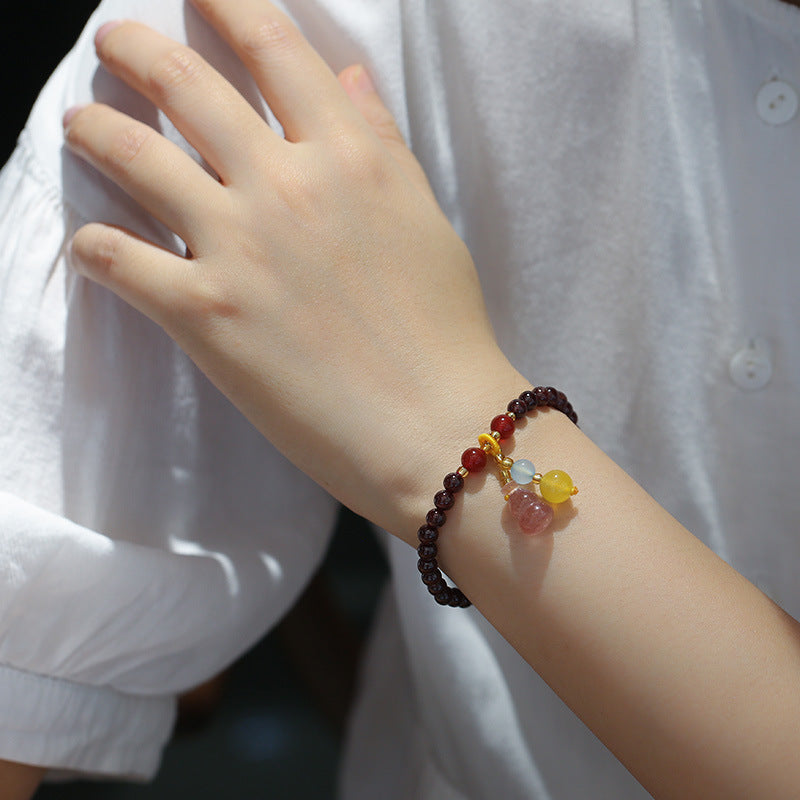 zensoullab Natural 5MM Garnet Bracelet Pendant Strawberry Crystal Gourd Crystal Bead Jewelry