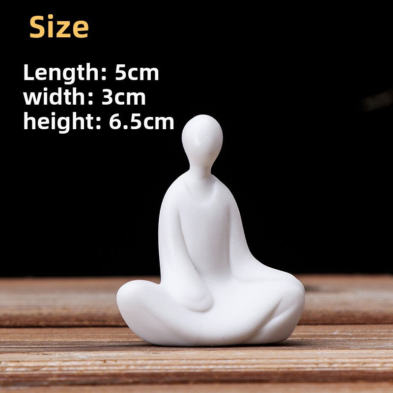 zensoullab Creative Ceramic Handmade Mini Phaseless Buddha Tea Ceremony Tea Tray Accessories Zen Character White Porcelain Bonsai Home Small Ornaments