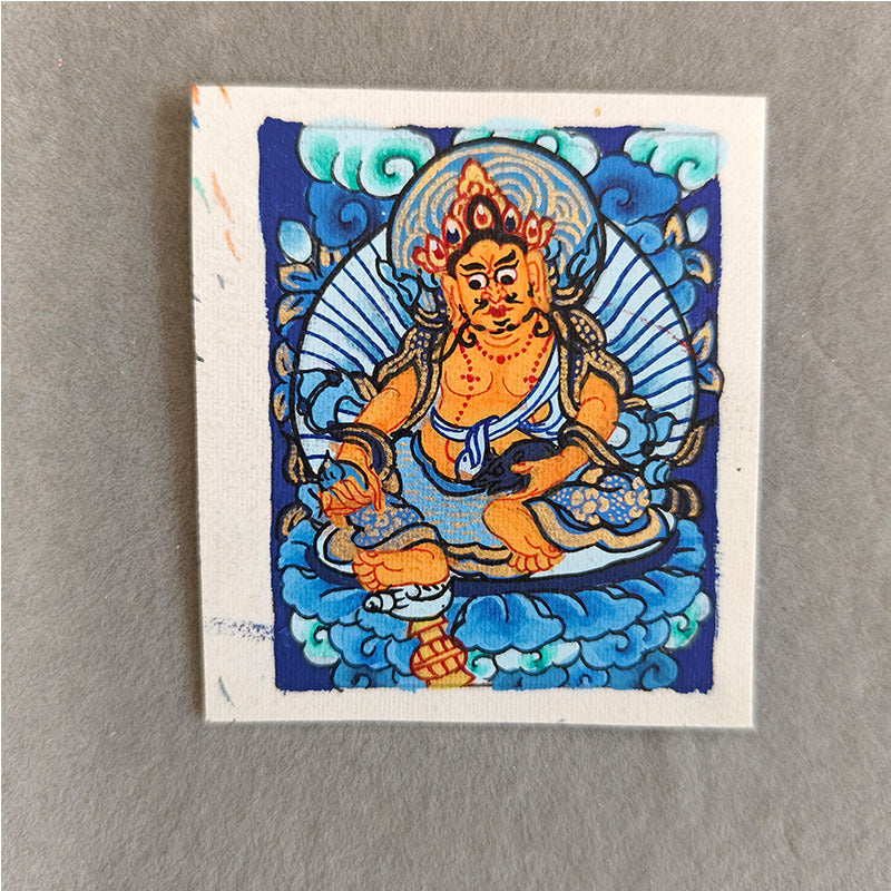 zensoullab Nepal Hand-painted Zodiac Buddha Guardian Small Thangka Portable Blue Thangka God of Wealth Green Tara Portable Necklace Pendant