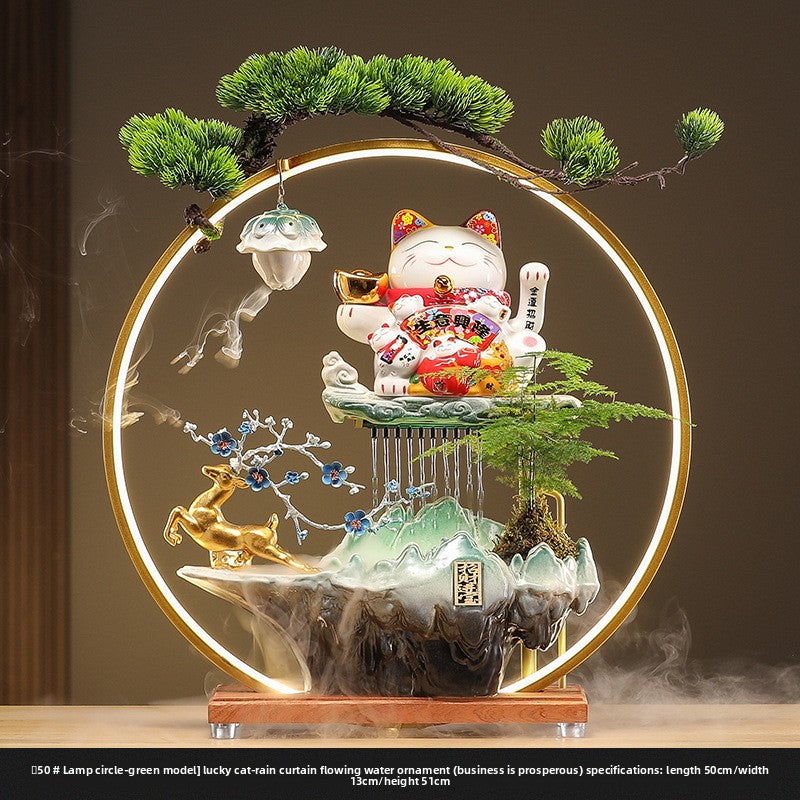 zensoullab Lucky Cat Flowing Water Wealth-Attracting Ornament Circulating Water Living Room Desktop Decoration