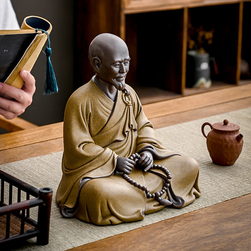 zensoullab Ceramic Master Hongyi Figure Large Ornament New Chinese Zen Style Home Office Desktop Decoration Craft Statue