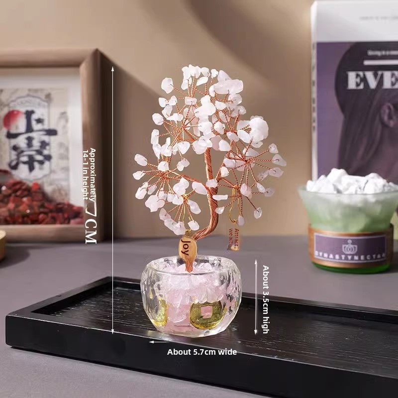 zensoullab Natural Yellow Crystal Money Tree Ornament Amethyst Wealth-Attracting Treasure Bowl Office Desk Decoration