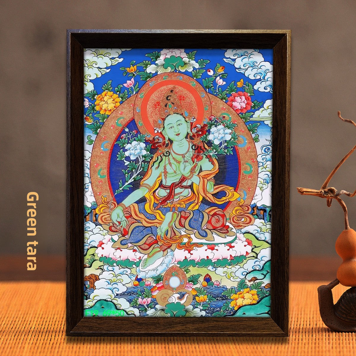 zensoullab Thangka Yellow God of Wealth Mahakala Buddha Statue Hanging Painting Desktop Display Guanyin Bodhisattva Wealth Attraction Entrance Decoration Painting