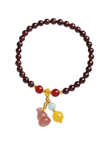 zensoullab Natural 5MM Garnet Bracelet Pendant Strawberry Crystal Gourd Crystal Bead Jewelry