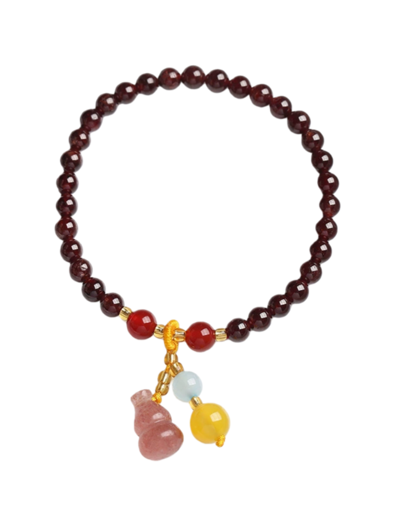 zensoullab Natural 5MM Garnet Bracelet Pendant Strawberry Crystal Gourd Crystal Bead Jewelry