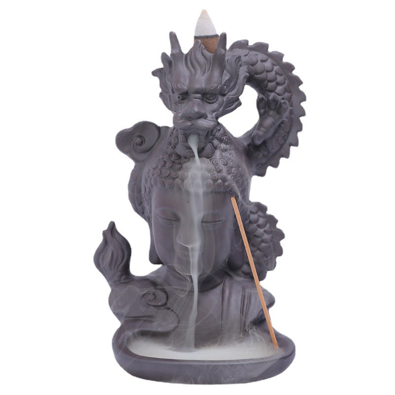 zensoullab Backflow Incense Burner Creative Ceramic Large Ornamental Decoration Indoor Tea Ceremony Antique Purple Clay Sandalwood Agarwood Incense Burner Incense Holder