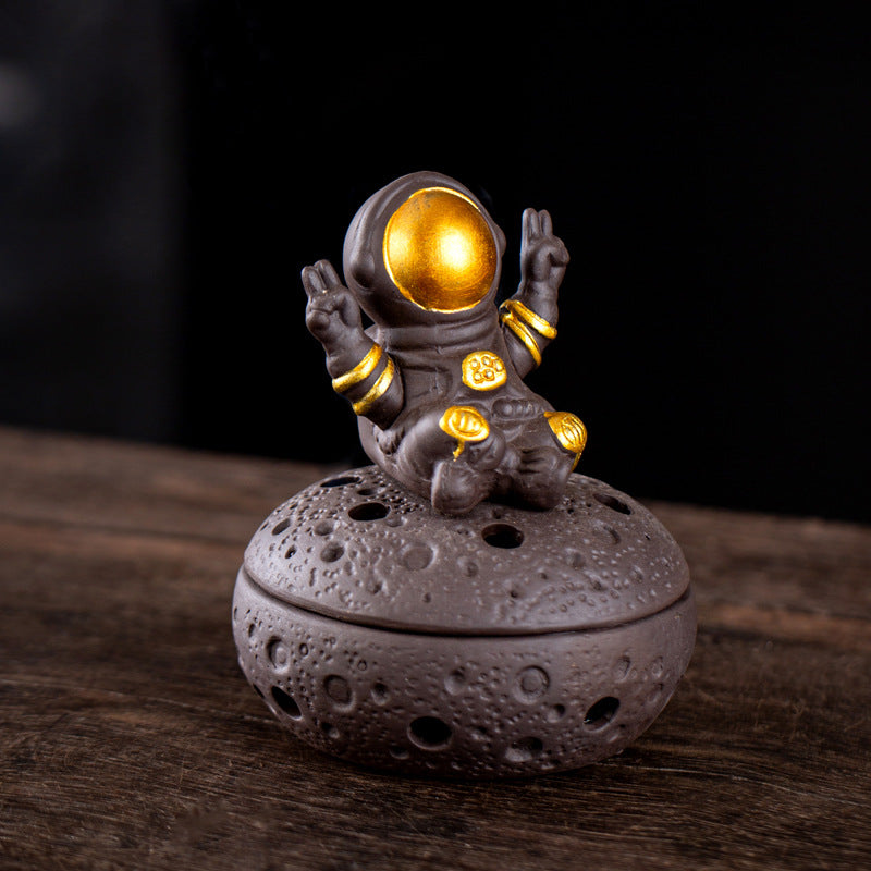 zensoullab Kirin Incense Burner Purple Clay Creative Aromatherapy Burner Home Indoor Incense Ceremony Agarwood Sandalwood Burner Cultural Astronaut Ornament