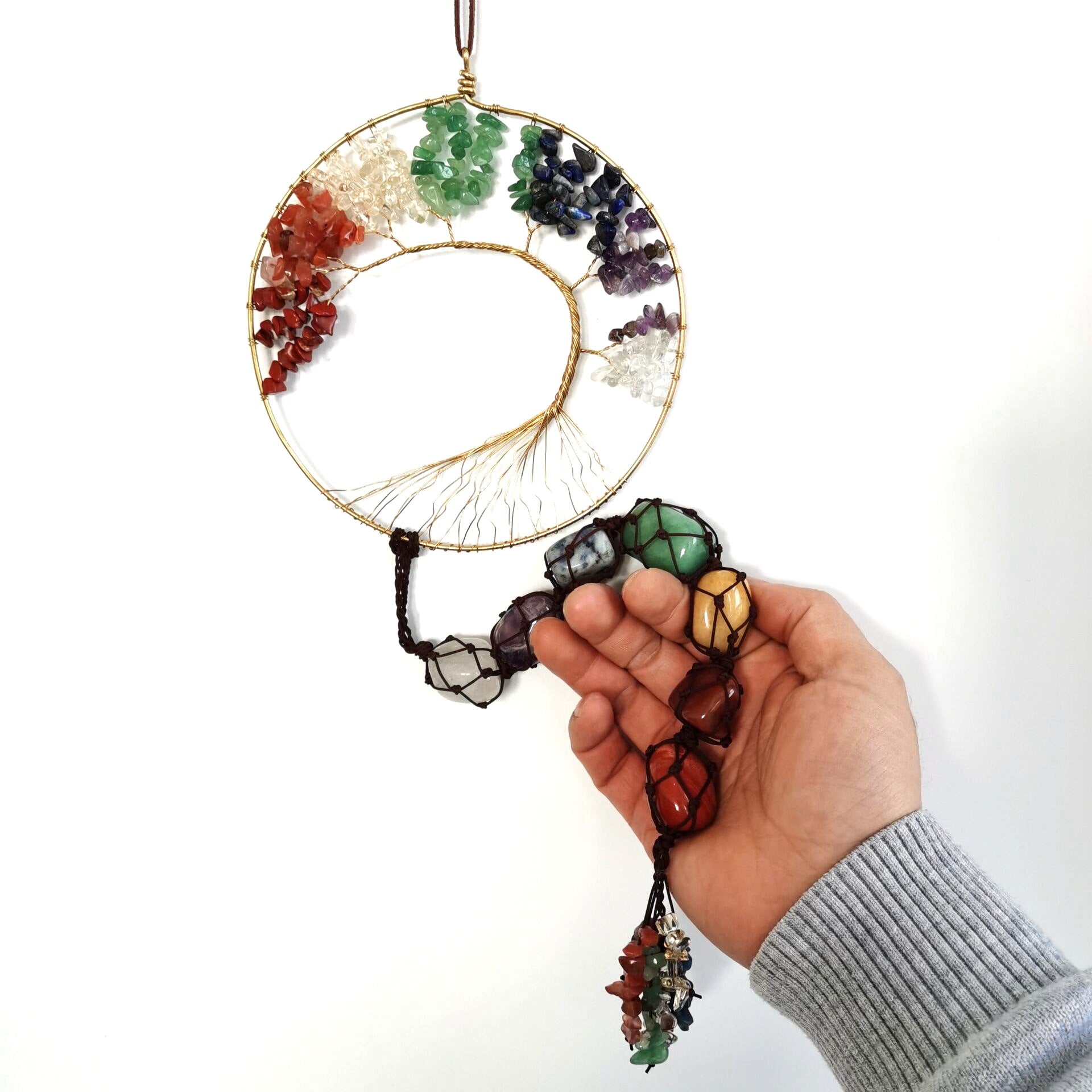 zensoullab Gravel Tree of Life Dream Catcher Hanging Ornament Agate Pendant