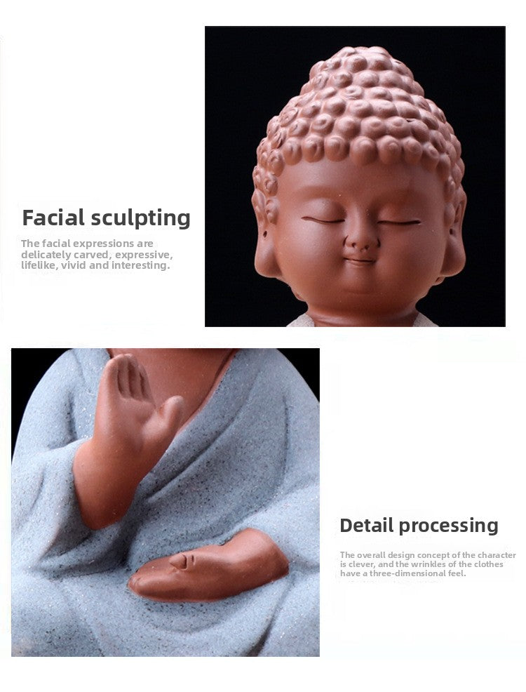 zensoullab Premium Handmade Purple Clay Buddha Tea Pet Tea Ceremony Tea Tray Accessories Car Dashboard Decoration Home Zen Ornament