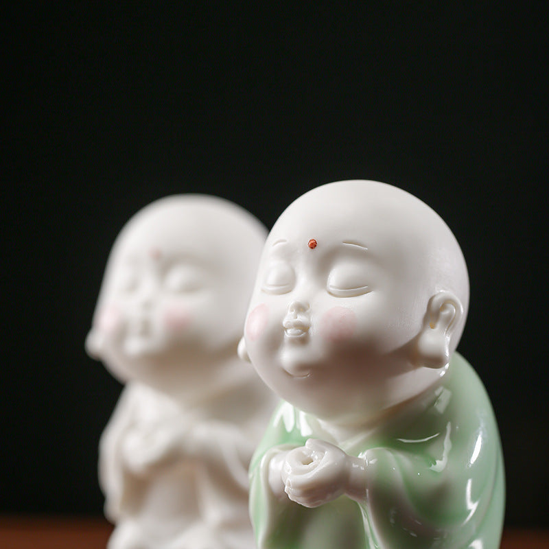 Zensoullab Creative Ceramic Ornaments Cute Little Monk Incense Burner Home Worship Incense Holder Incense Burner Incense Holder Indoor Sandalwood Holder
