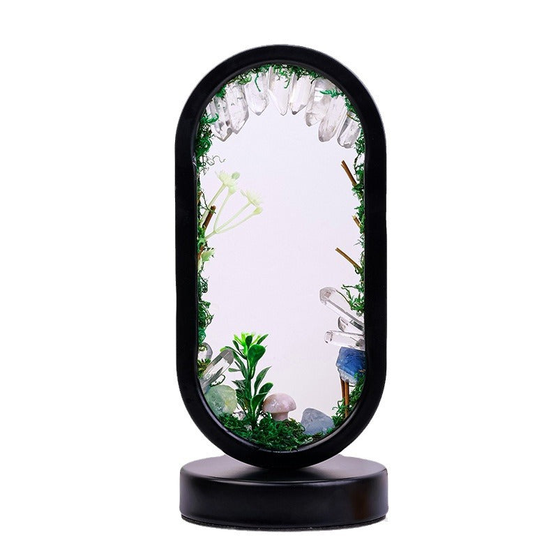 zensoullab Natural Crystal Raw Stone Oval Forest Mushroom Lamp Home Decoration Atmosphere Night Light Bedside Lamp Ornament