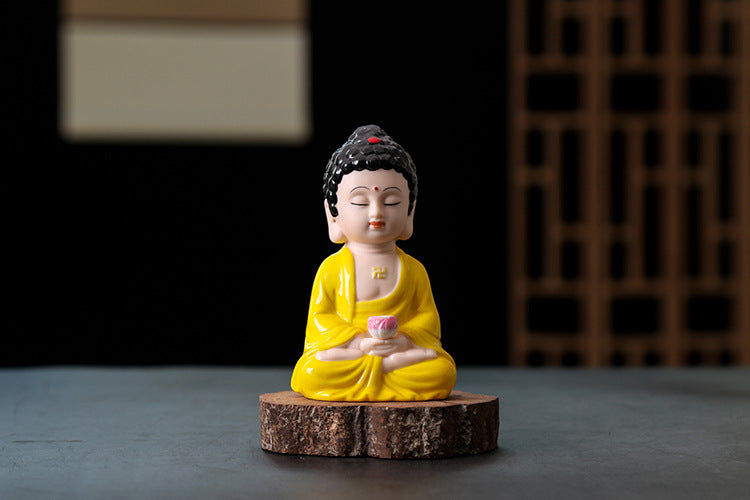zensoullab Gift Ceramic Handmade Ornament Peaceful Tathagata Car Accessories Premium Three Treasures Buddha Entrance Hall Home Decoration