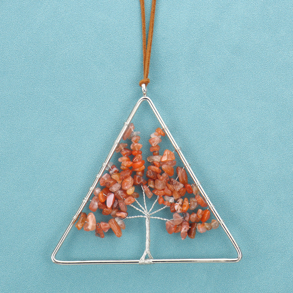 zensoullab Natural Raw Crystal Stone Gravel Christmas Tree Triangle Hanging Holiday Home Decoration