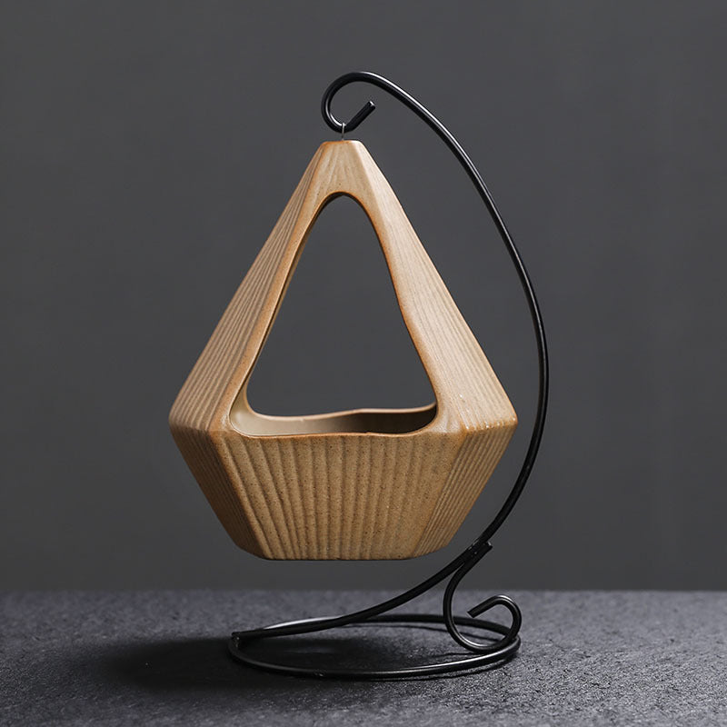 Iron Rack Hanging Basket Ceramic Incense Burner Creative Ceramic Sage Peruvian Wood Tray Home Indoor Atmosphere Ornament