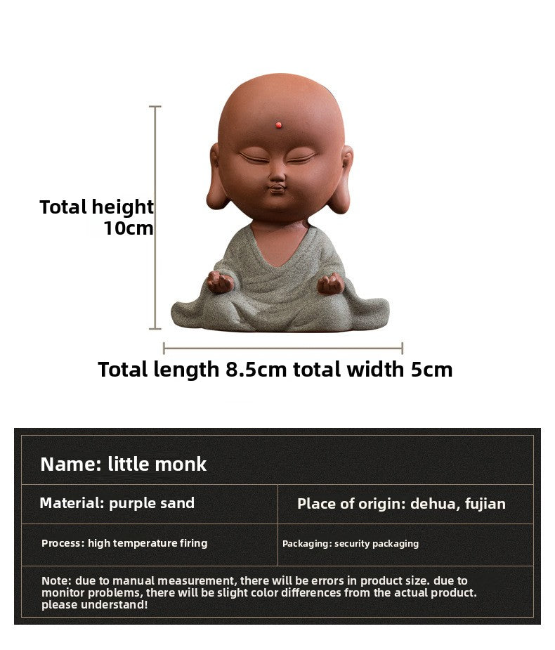 zensoullab Zen Style Yixing Clay Little Monk Tea Pet Tea Tray Tea Room Ornament Craft Figure Creative Space Decoration