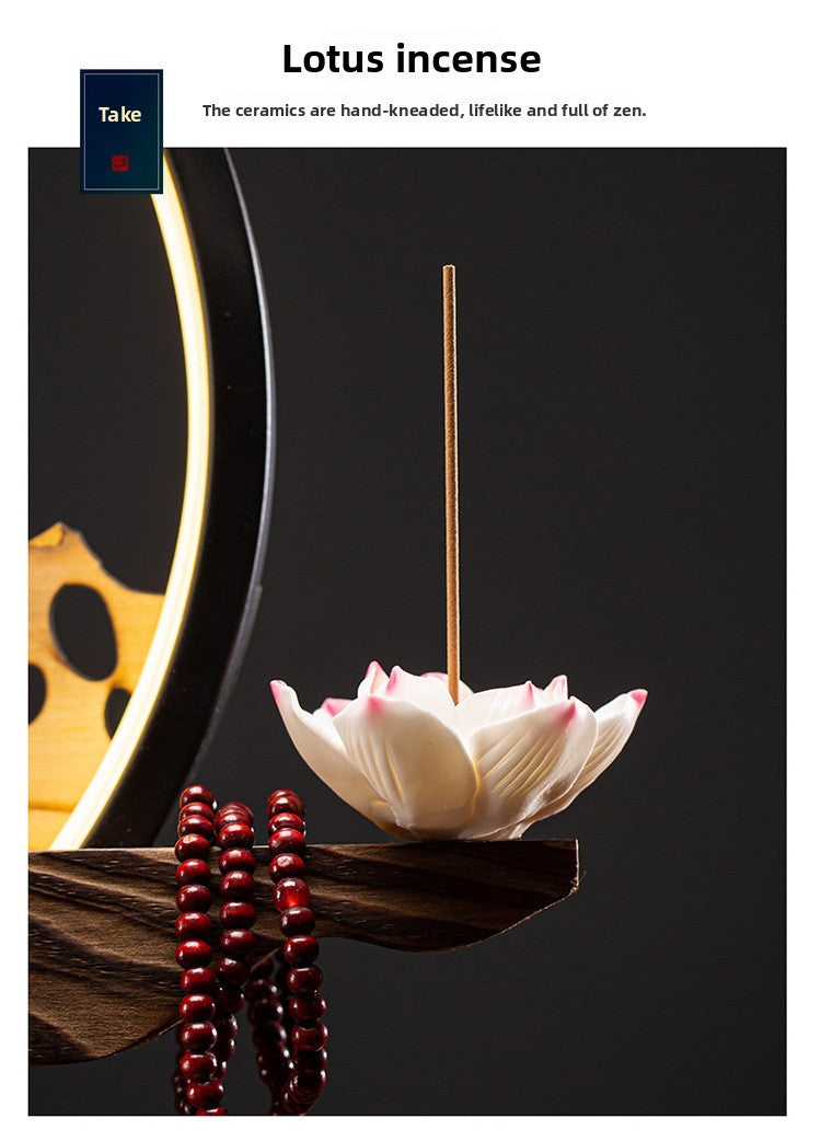 Zensoullab Ceramic Backflow Incense Burner Led Night Light Incense Decoration New Chinese Hallway TV Cabinet Dongting Lake Gift Incense