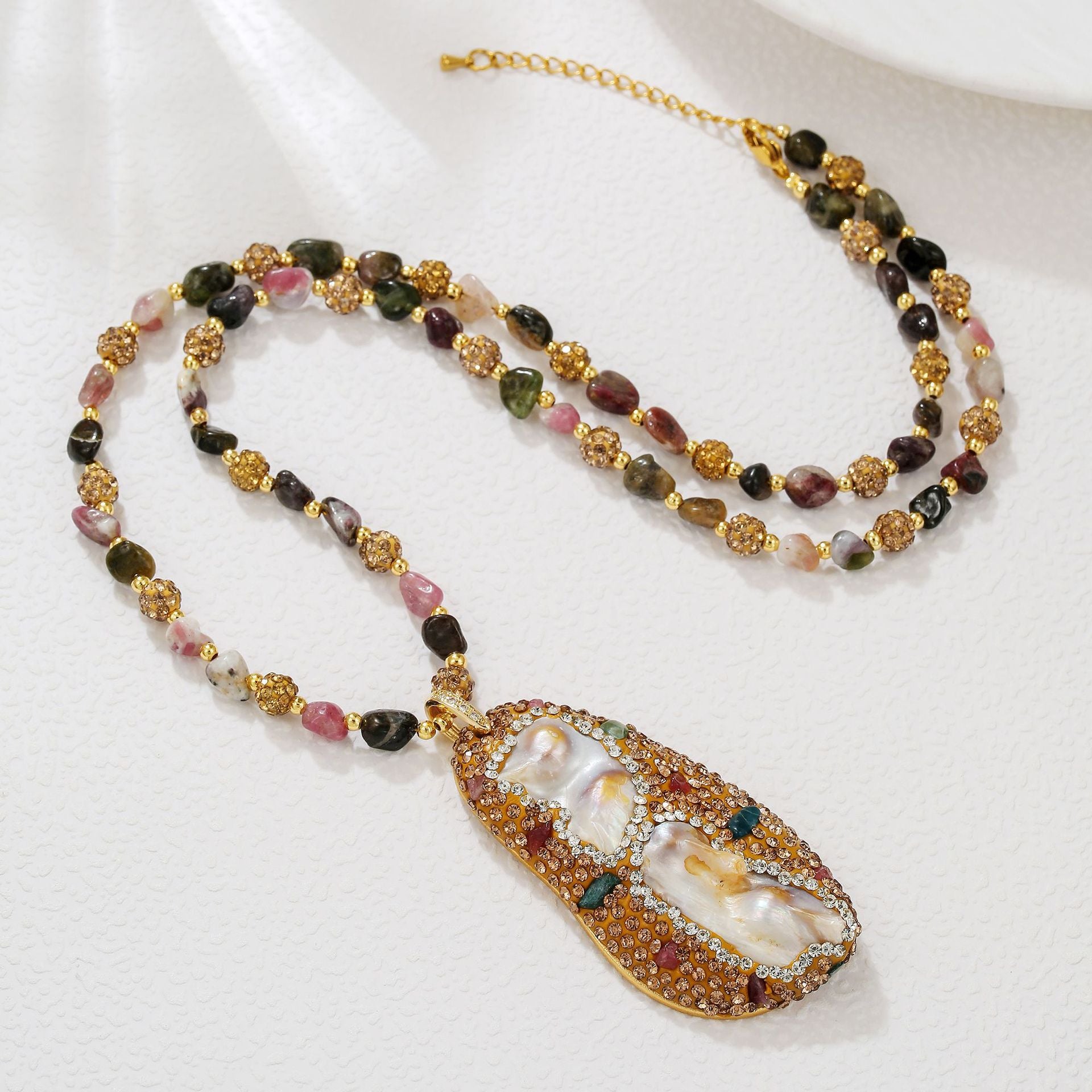 zensoullab Natural Stone Freshwater Pearl Pendant Sweater Chain Irregular Baroque Pearl Pendant Melard