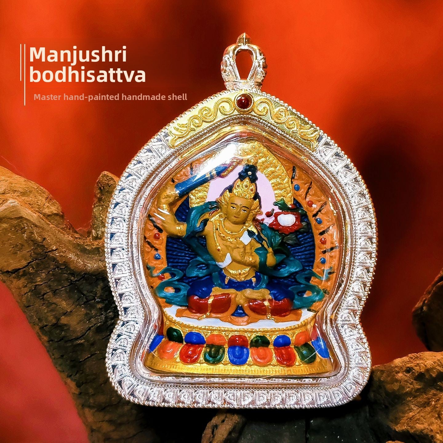 zensoullab Hand-painted Rubbing Thangka Three-dimensional Painted Black God of Wealth Gawu Box Pendant Necklace Zakiram Buddha Amulet