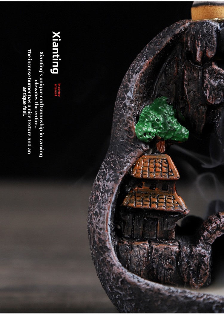zensoullab Backflow Incense Burner Resin Home Indoor Tea Ceremony Incense Retro Creative Backflow Ornament