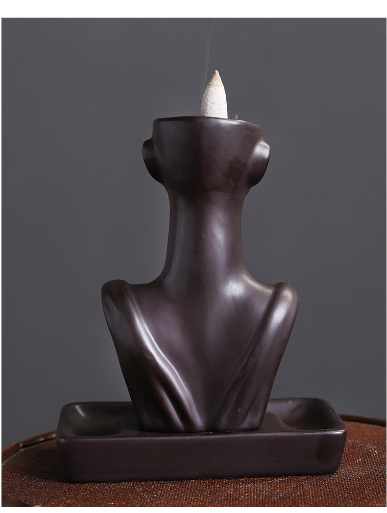 Ceramic European and American Beauty Statue Backflow Incense Burner Creative Beauty Sandalwood Incense Backflow Burner Home Decor