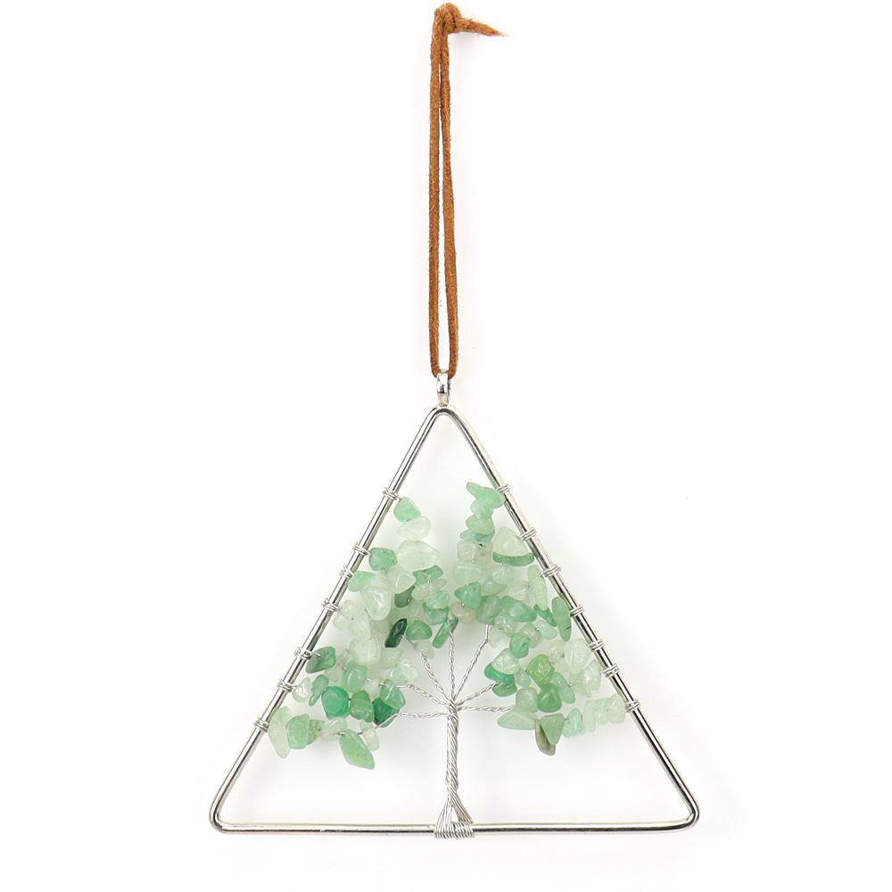 zensoullab Natural Raw Crystal Stone Gravel Christmas Tree Triangle Hanging Holiday Home Decoration