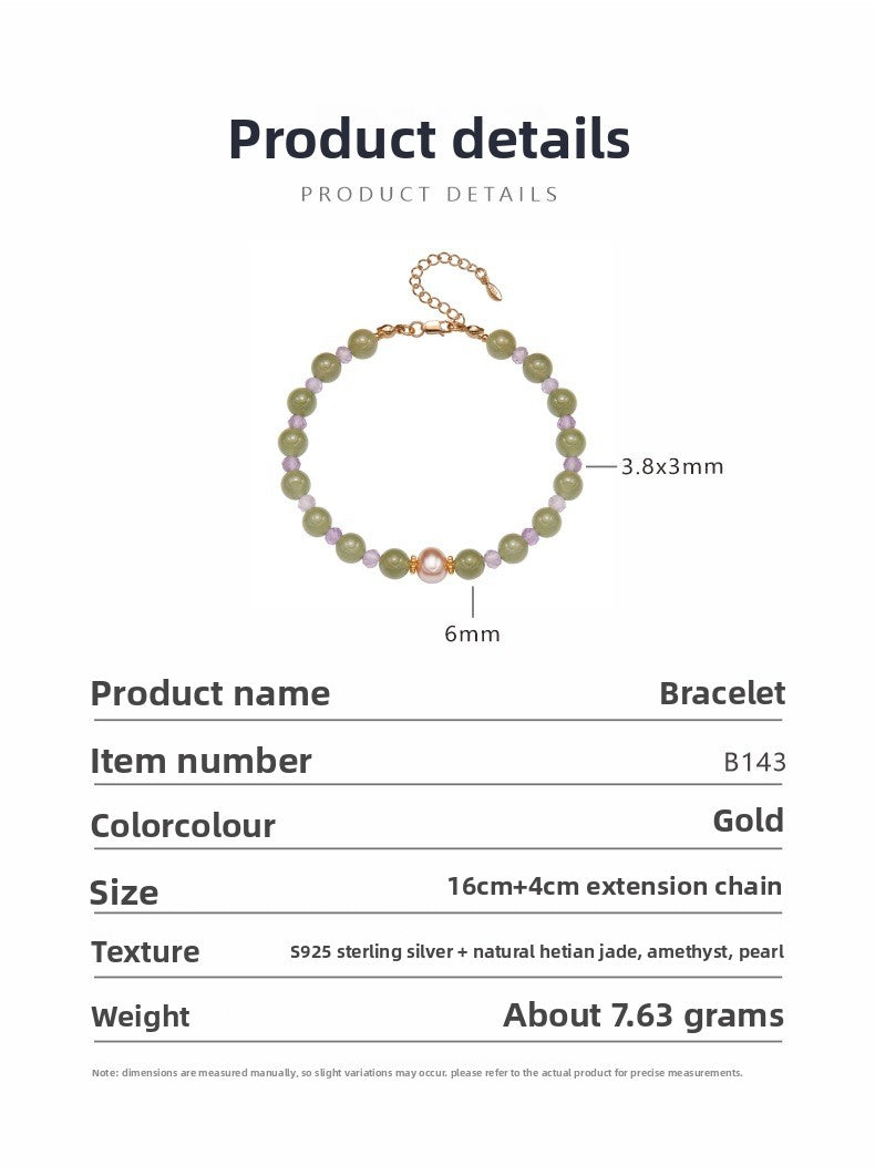 zensoullab Natural Hetian Jade Pearl Necklace Women's Set S925 Solid Silver Clavicle Chain Hot Sale