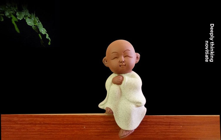 zensoullab Mini Cute Purple Clay Little Monk Tea Pet Ceramic Four Little Sha Mi Succulent Plant Decoration Creative Home Ornament