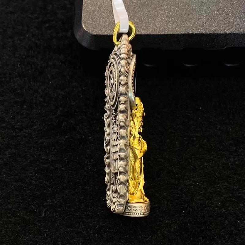 zensoullab Thai Silver Vintage Enamel Dzi Bead Zakira Pendant Retro Personality Ethnic Style Guardian God Clothing Chain Pendant