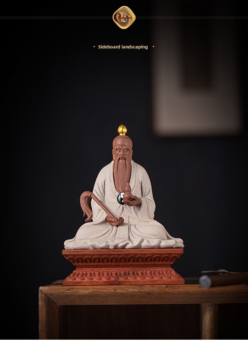 zensoullab Zen Style Chinese Ceramic Taishang Laojun Three Pure Ones Taoist Patriarch Yuanshitianzun Living Room Creative Home Decor Antique Shelf Ornament