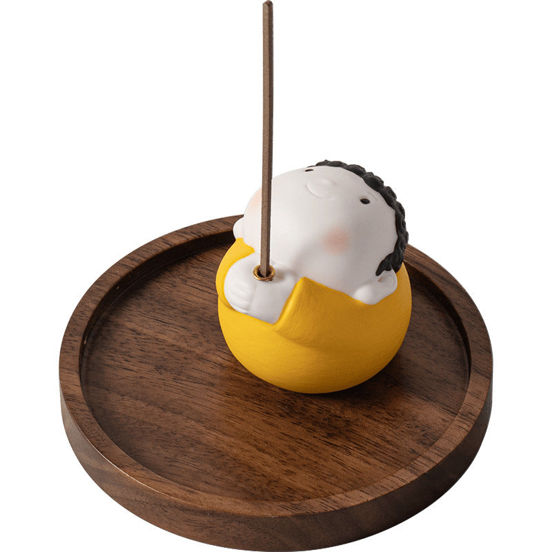 zensoullab Ceramic Cute Little Tathagata Incense Burner for Home Indoor Aromatherapy Small Ornament High-end Incense Holder Tea Table Incense Ceremony