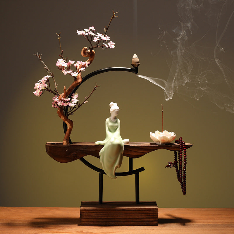 zensoullab New Chinese Zen Style Ornament Creative Backflow Incense Burner Home Office Living Room Desktop Entrance Decoration Incense Burner